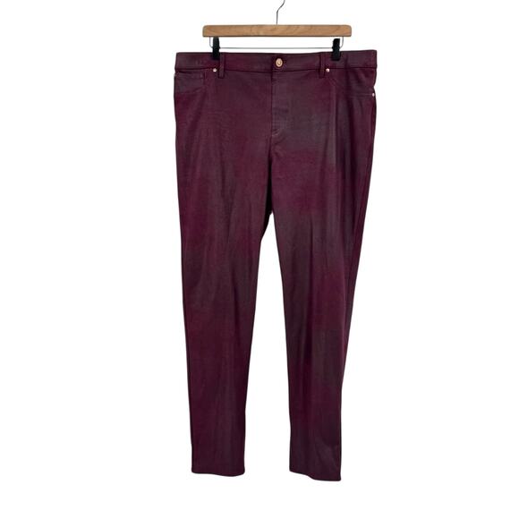 Chico’s Sz 2.5 Wine Purple Faux Knit Suede Shimmer Slim Straight Leg Pants - Picture 3 of 10